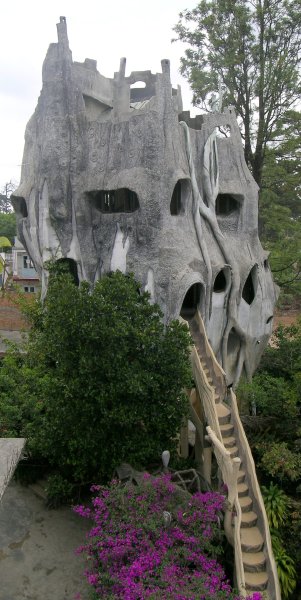 One of the strangely formed buildings making up the "Crazy House" hotel in Dalat.